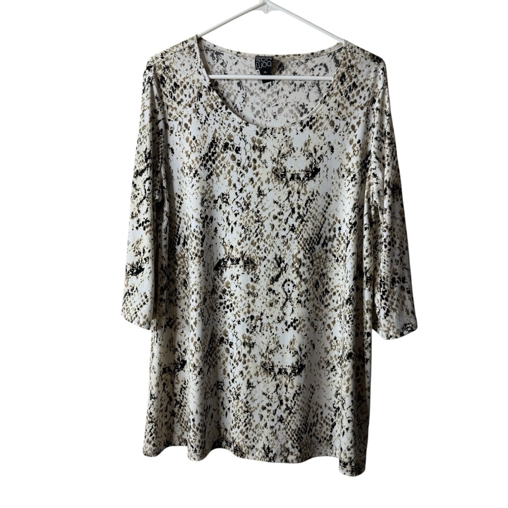 Clara Sun Woo Beige Cutout 3/4 Sleeve Lagenlook Blouse